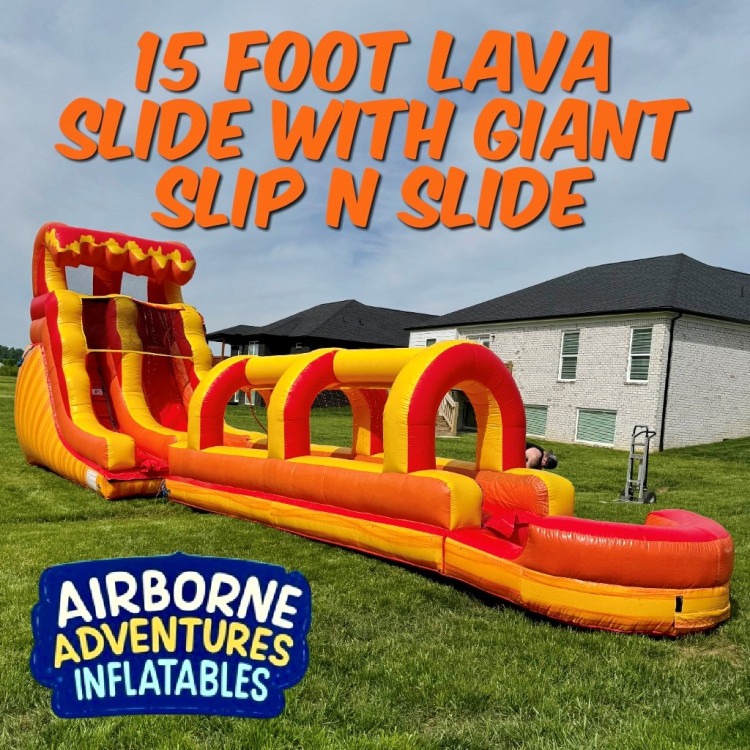 15 Foot Lava Slide with Giant Slip N Slide